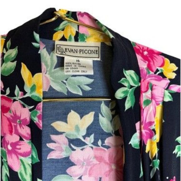 Vintage Evan Picone Size 12 Woman's Floral Wrap Snap Peplum Long Sleeve Blouse - Picture 6 of 10